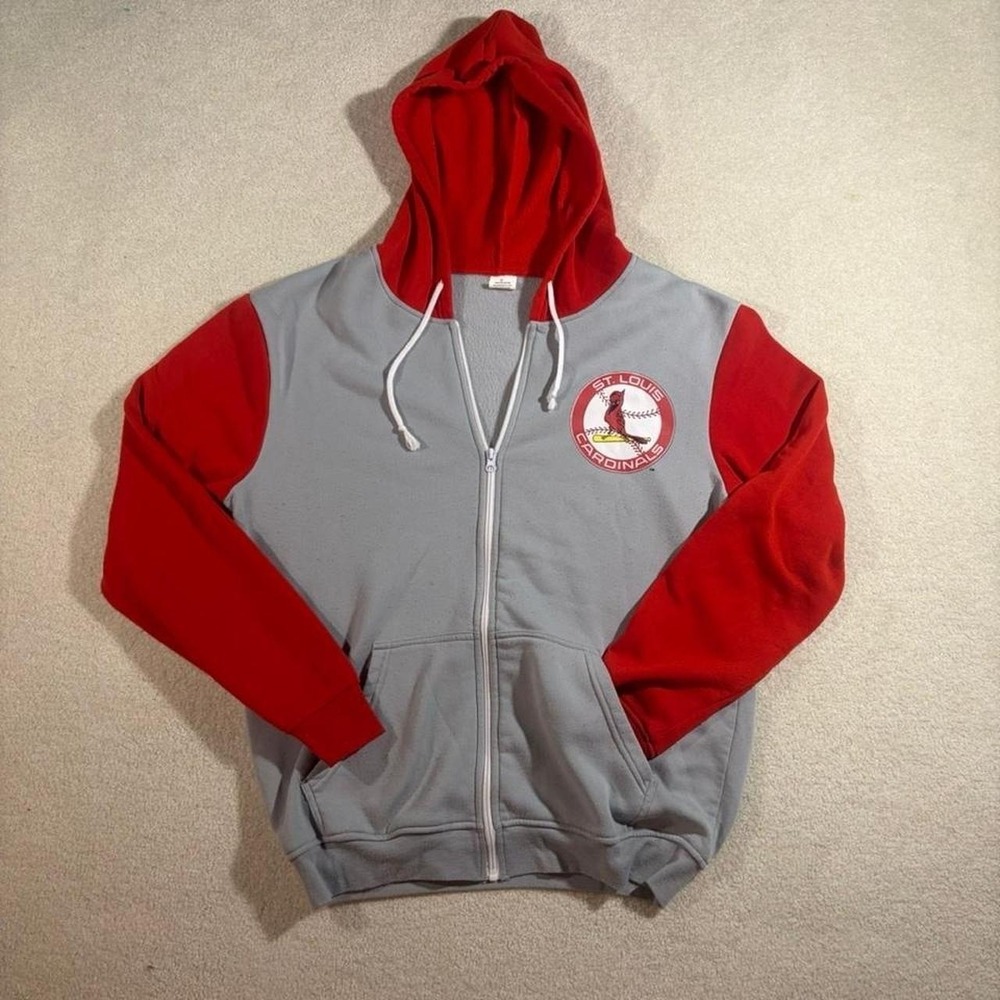St. Louis Cardinals Hoodie Mens‎ XL Gray Red Full Zip MLB Baseball Fan Gear